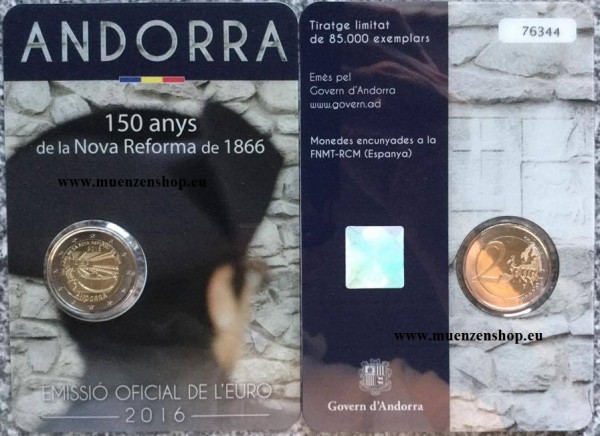 2 Euro Andorra 2016 150 Jahre Neue Reform - BU