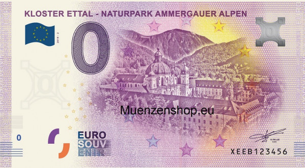 0 Euro Banknote Kloster Ettal - Ammergauer Alpen