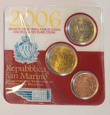 Minikit 1 Euro, 50 Cent und 5 Cent San Marino 2006 UNC