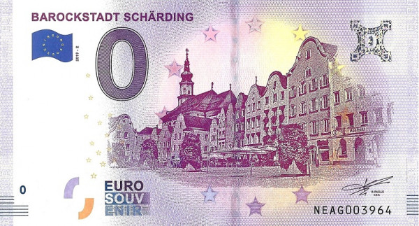 0 Euro Banknote Barockstadt Schärding Motiv 2019 Silberzeile Österreich