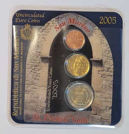 Minikit 2 Euro, 20 Cent und 2 Cent San Marino 2005 UNC