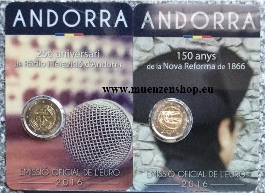Komplettset 2 Euro Andorra 2016 - Neue Reform + Rundfunk