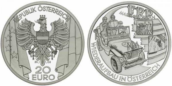 20 Euro Gedenkmünze Österreich 2003 Nachkriegszeit